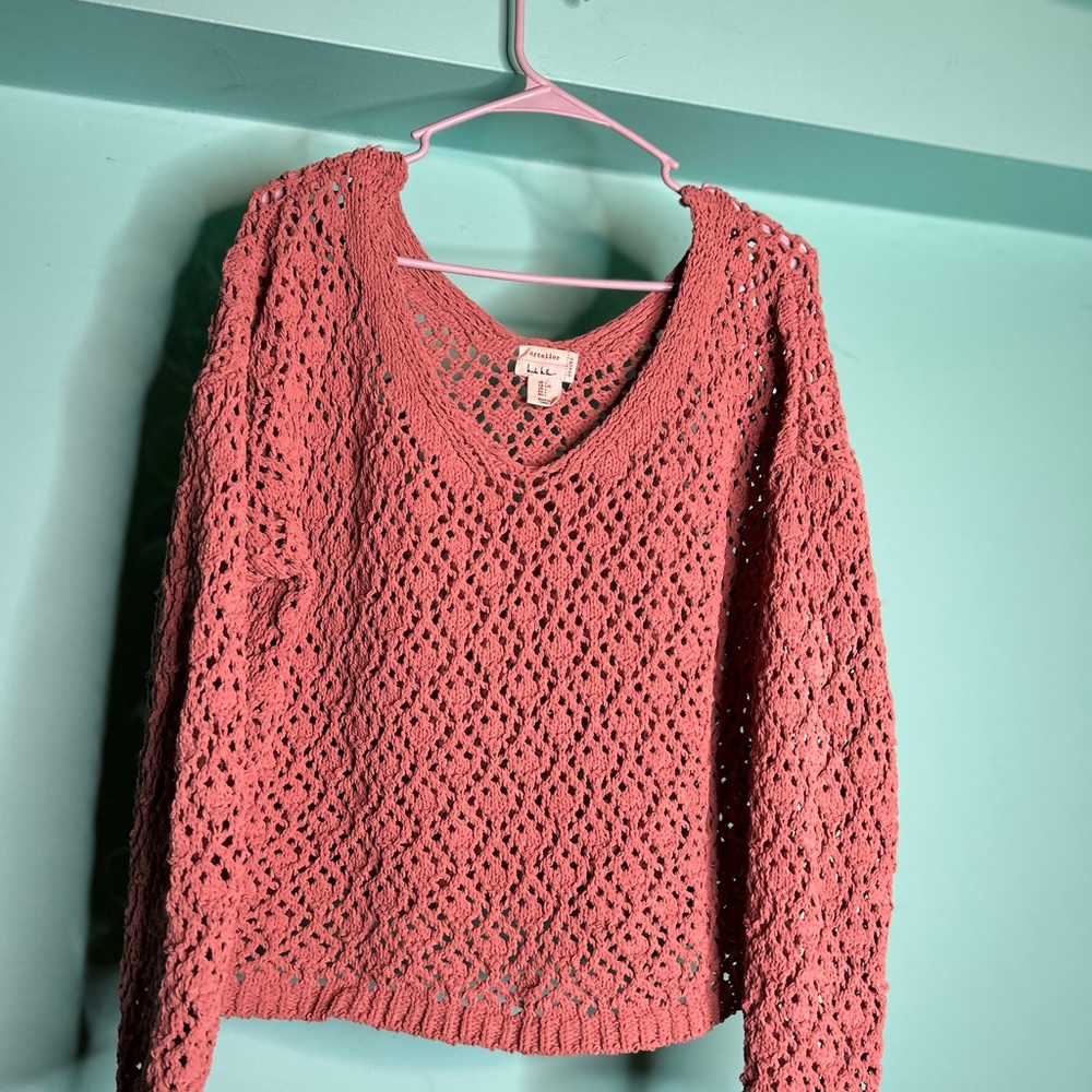 Nicole Miller Coral V-Neck Sweater